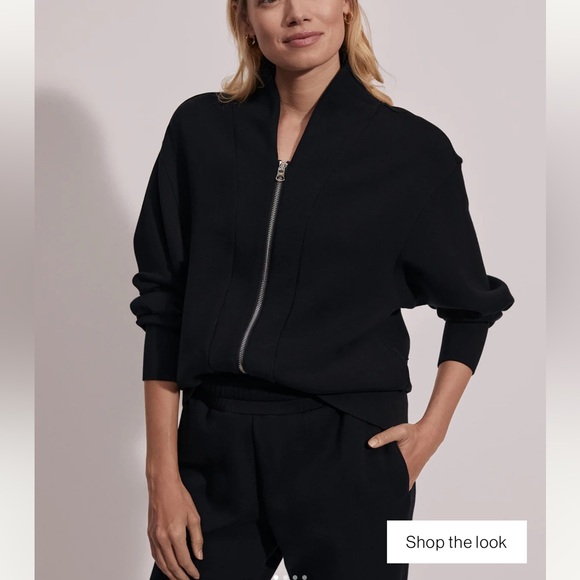 Varley Jackets & Blazers - Varley Pelham Zip Through Black Zip-Front Black Women's Sweatshirt Jacket, XXS